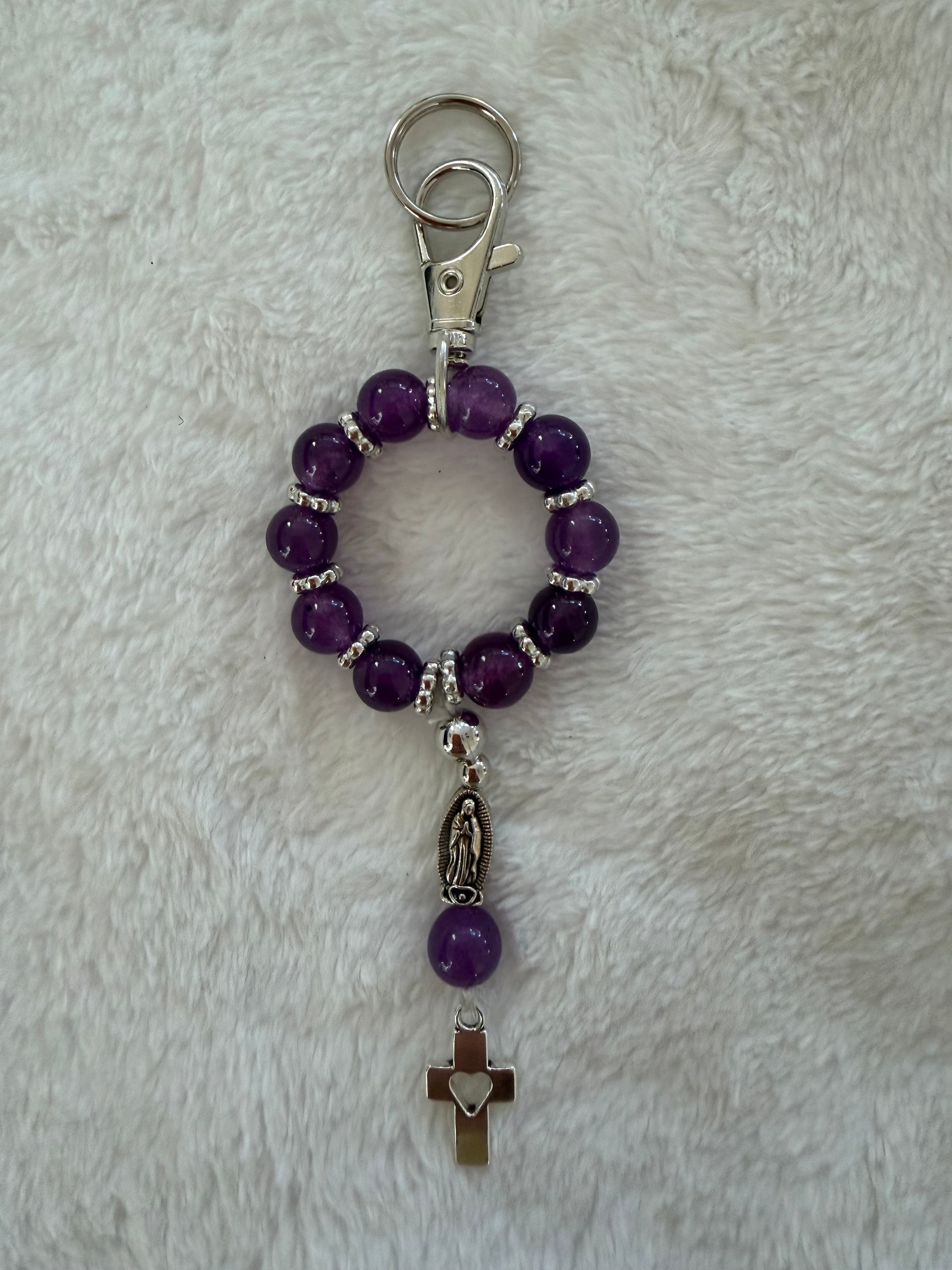 Rosary Keychain – Our Lady & Cross Charm