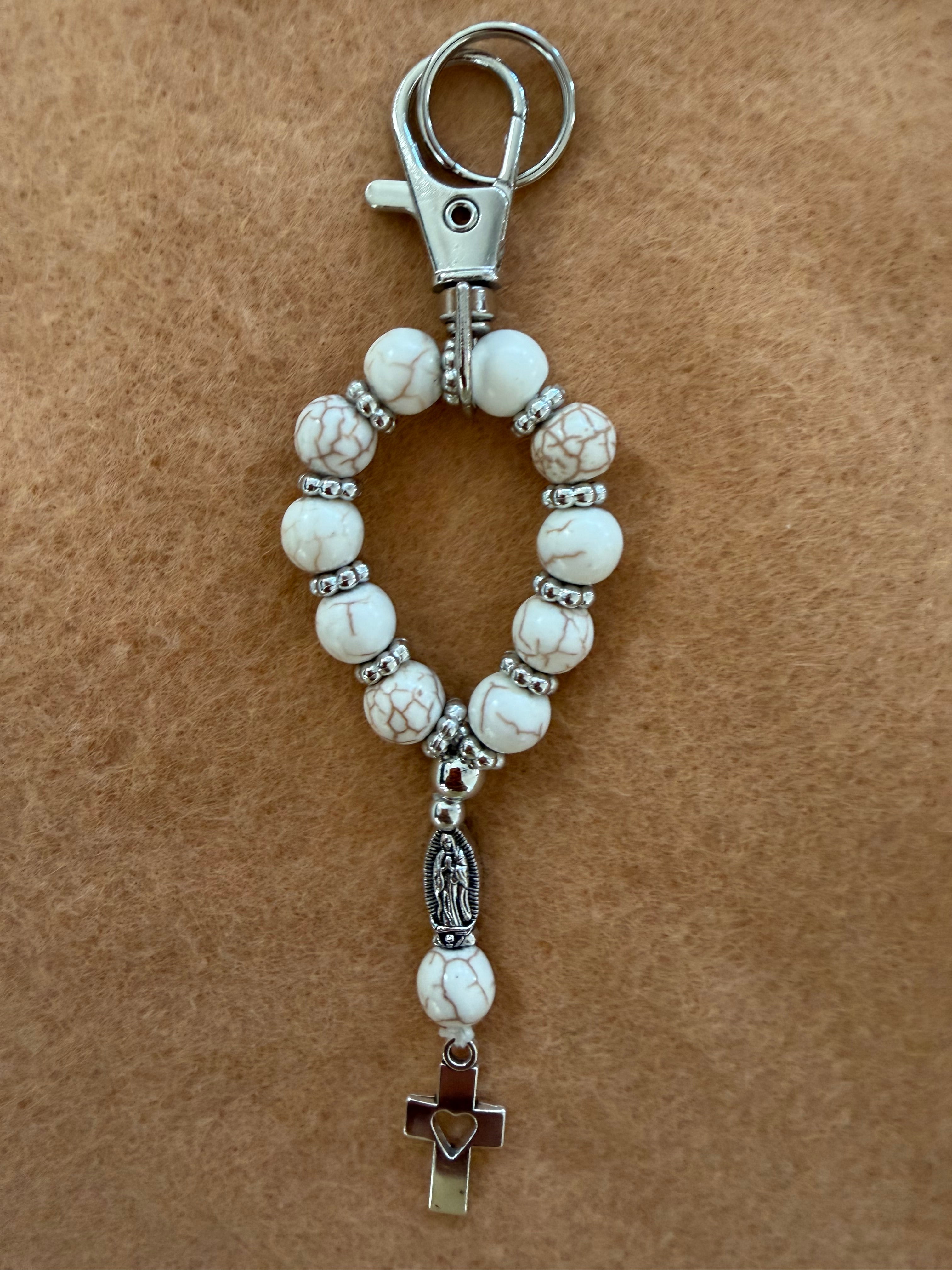Rosary Keychain – Our Lady & Cross Charm