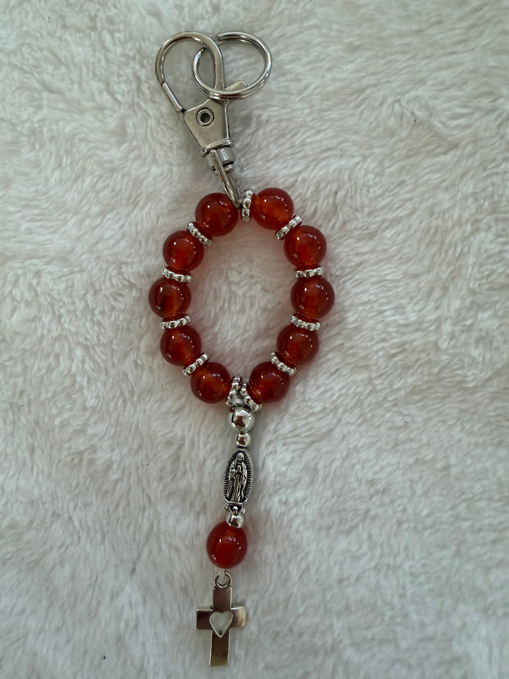 Rosary Keychain – Our Lady & Cross Charm