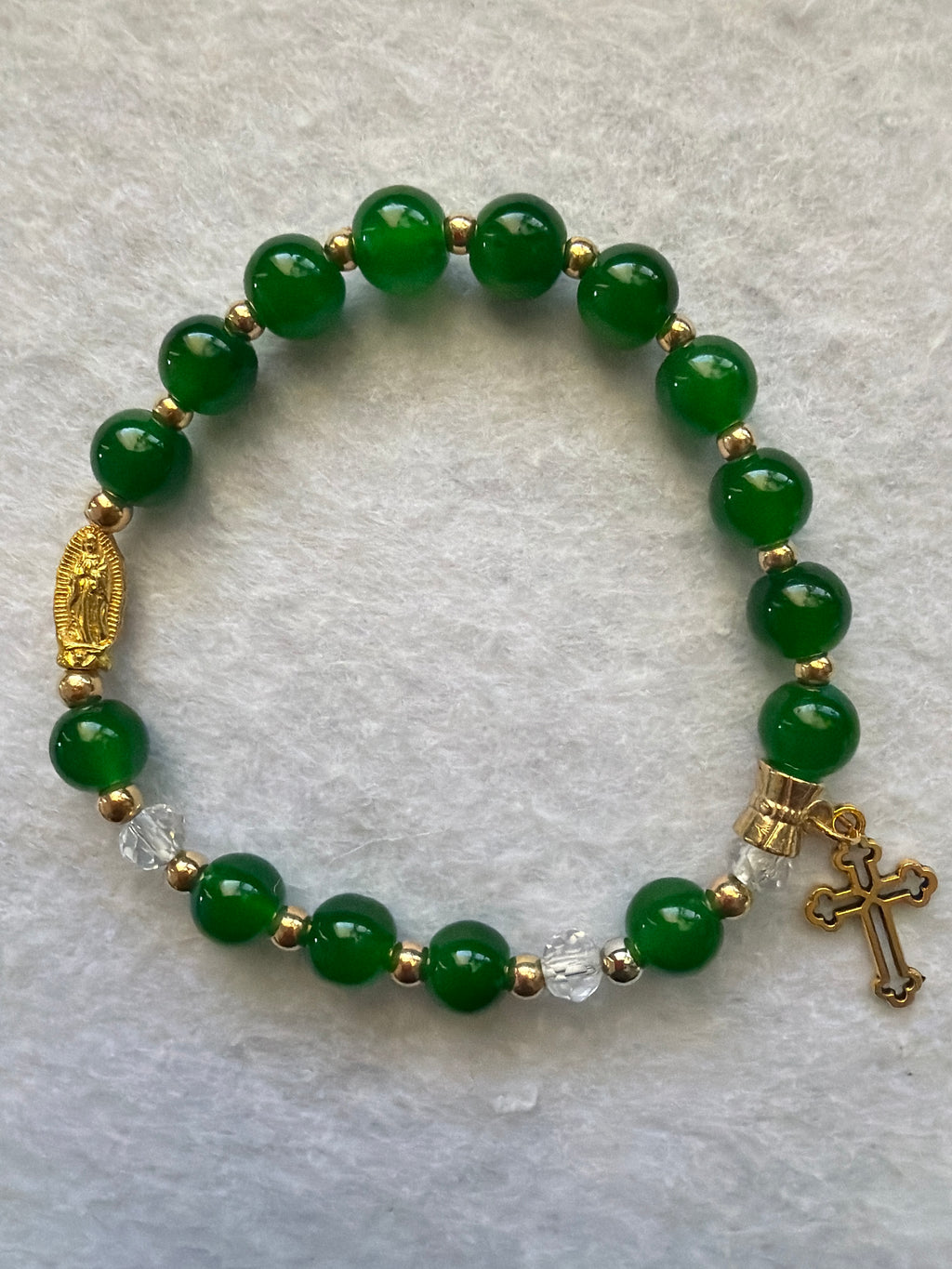 Natural Stone & Bead Rosary Bracelet