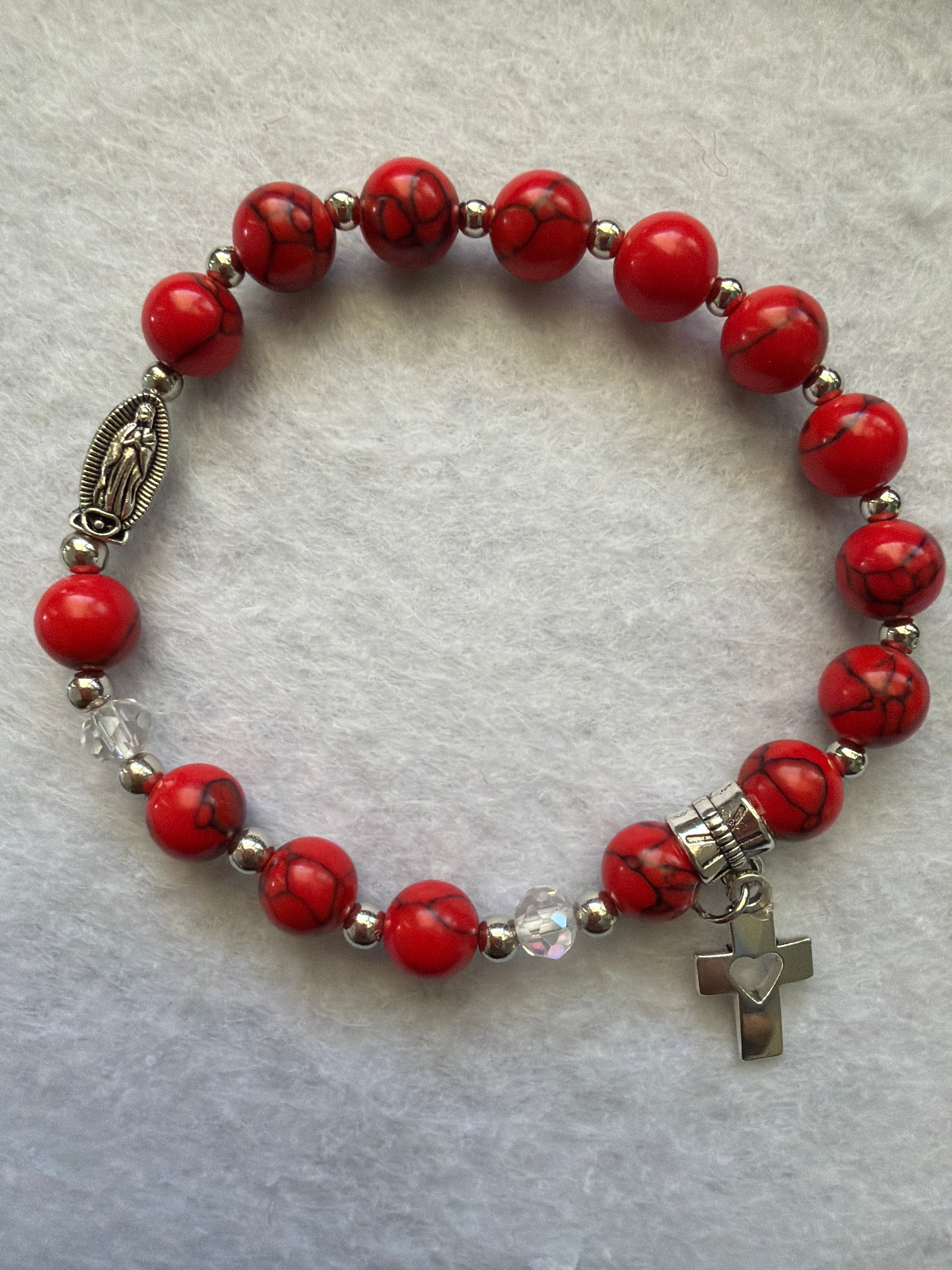 Natural Stone & Bead Rosary Bracelet